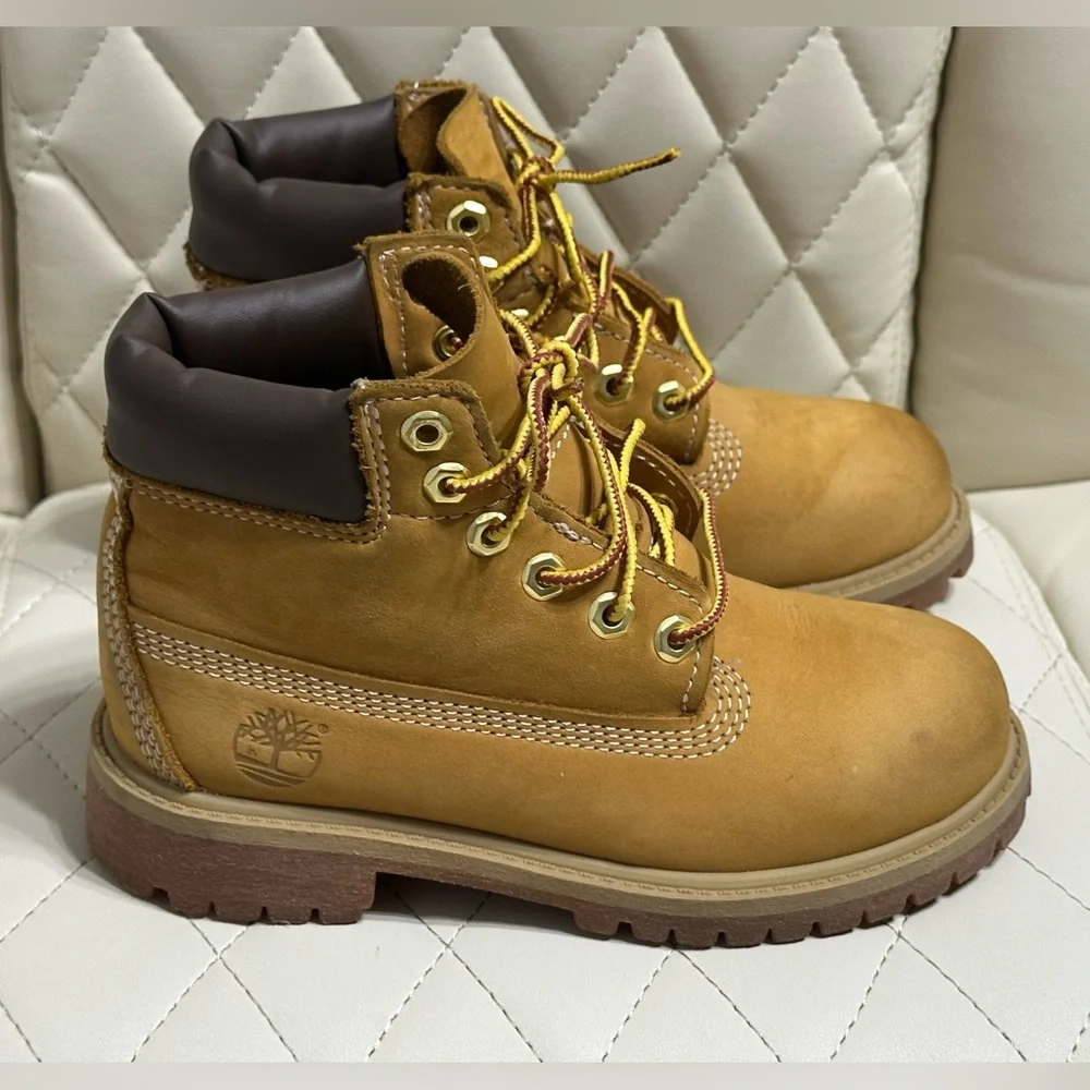 Timberland kids' premium waterproof boots wheat nubuck tan color size 13